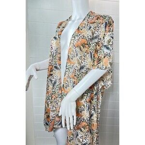 Y2K Kimono Womans One Size Animal Tropical Polyester Mob Wife Beach Coastal